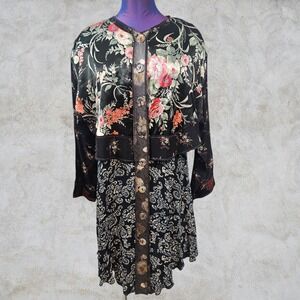 Nothing Matches Vintage Mixed Floral Paisley Print Layered Dress Medium T41